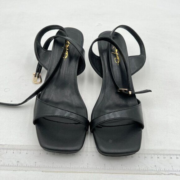 XYD Black Open Toe Ankle Strap Kitten Heel Buckle Dance Casual Dating Sandals - Picture 2 of 7